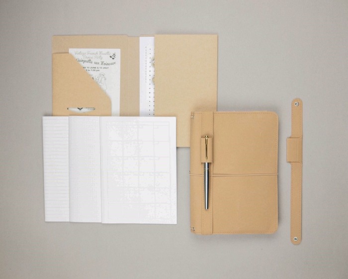 Washable kraft paper fabric binder, notebooks, pen holder stationery set