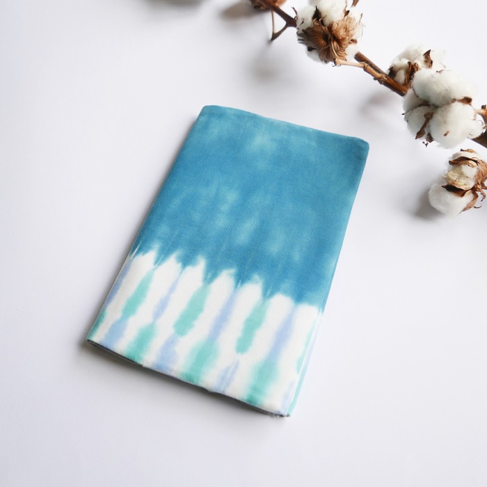 Light blue natural dye cotton canvas book cover