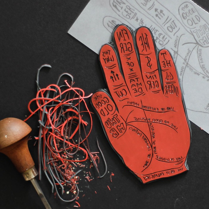 Westside Prints hand-shaped linoeum block carving