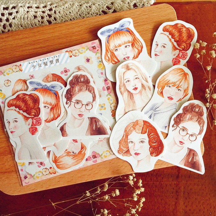 Meow Meow Star red-headed girls sticker set