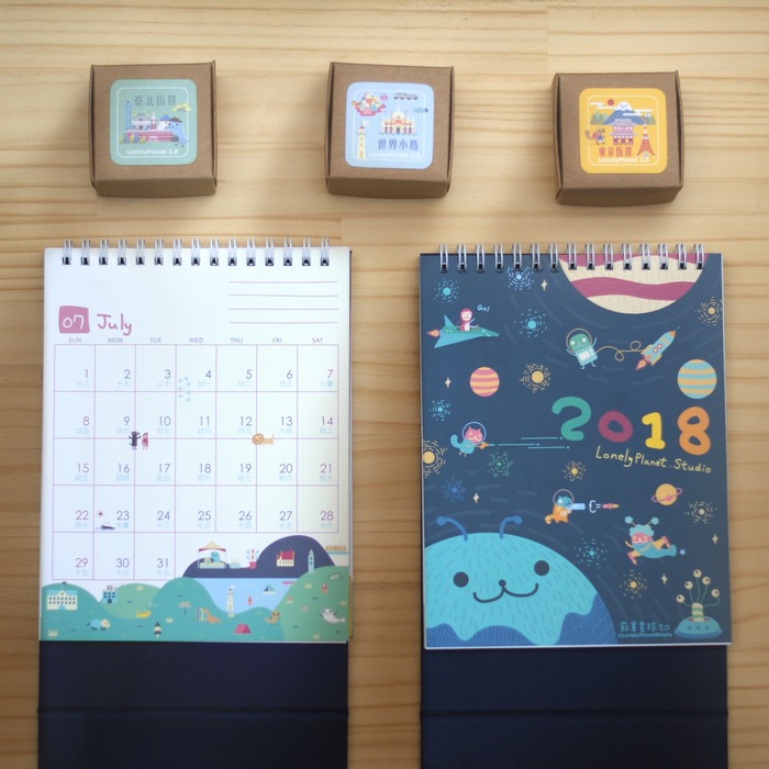 Lonely Planet 2018 Table calendar and washi tapes