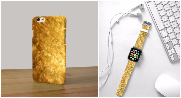 Glittery Gold Phone Case and iPhone Watch Band