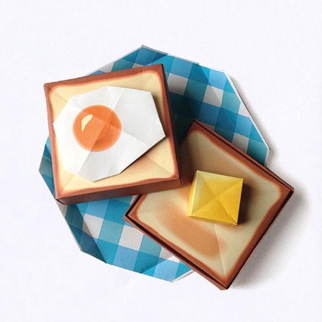 Japanese stationery breakfast toast & eggs origami cards