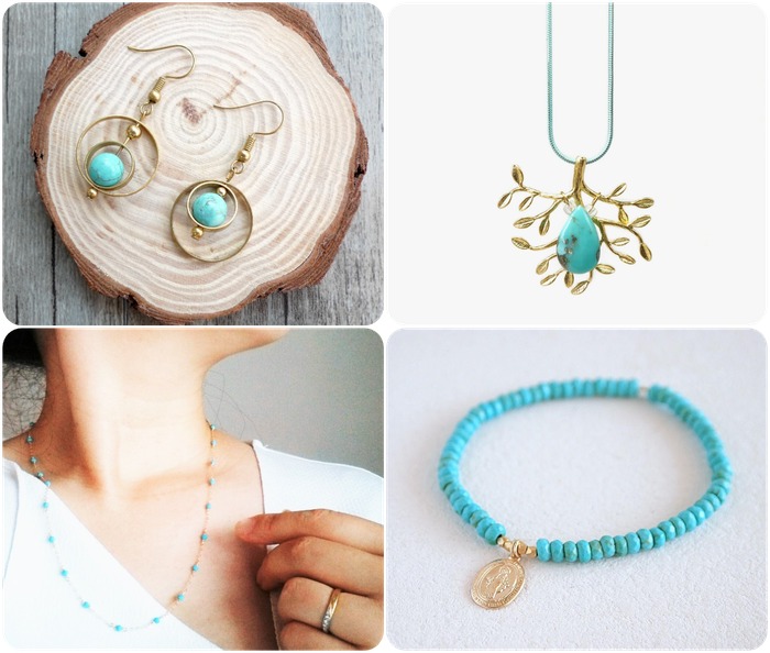 2018 horoscope and birthstones gifts for Sagittarius: turquoise earrings, turquoise necklace, turquoise bracelet