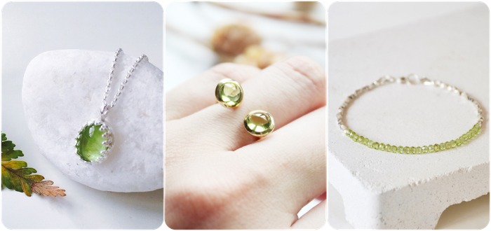 2018 horoscope and birthstones gifts for Leo: peridot necklace, peridot ring, peridot bracelet