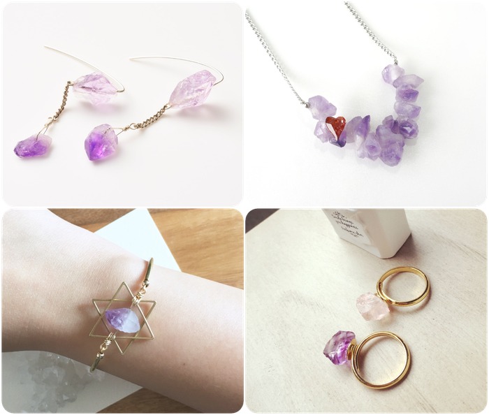 2018 horoscope and birthstones gifts for Aquarius: amethyst earrings, amethyst necklace, amethyst bracelet, amethyst rings