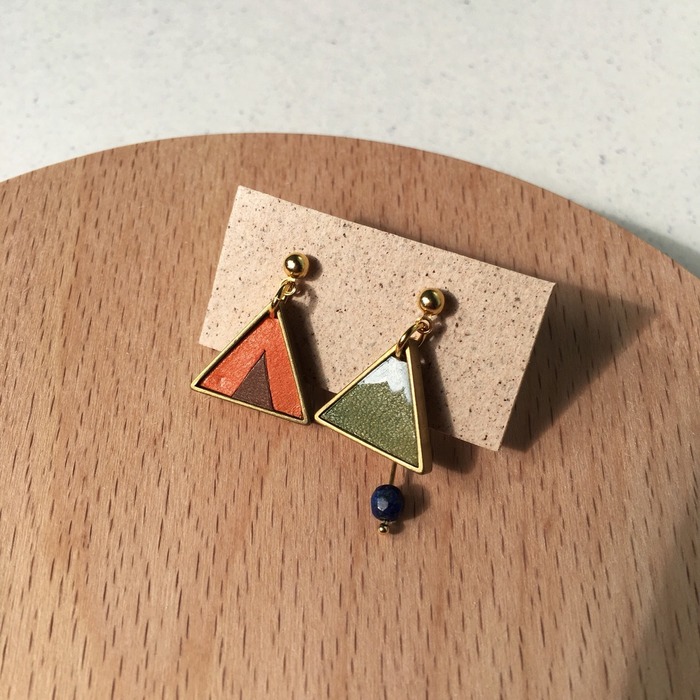 Leather tent and mountain Camping Season Earrings