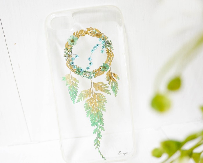 Seafoam and gold minty Scorpio dreamcatcher phone case