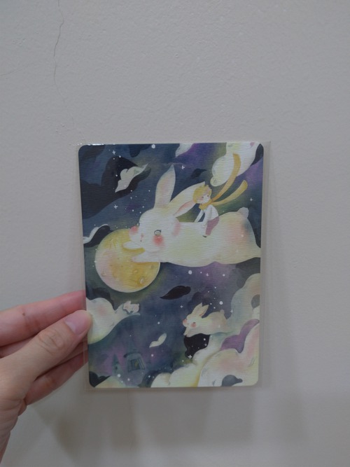 【水彩イラストポストカード】月兎フェイフェイ丨中秋節カード