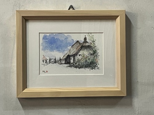 京都の小さな風景/手描きのオリジナル水彩画/フレーム付き