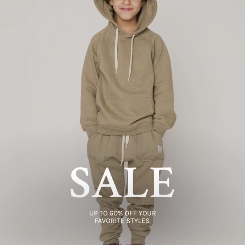 [Swedish children's clothing] French organic cotton inner cotton hooded top 3 years old to 10 years old - Tops & T-Shirts - Cotton & Hemp Khaki