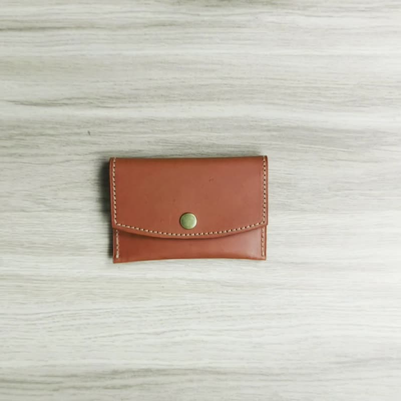 Business card box | Handmade leather goods | Customized gifts | Vegetable tanned leather-flip-top business card holder - Card Holders & Cases - Genuine Leather Brown