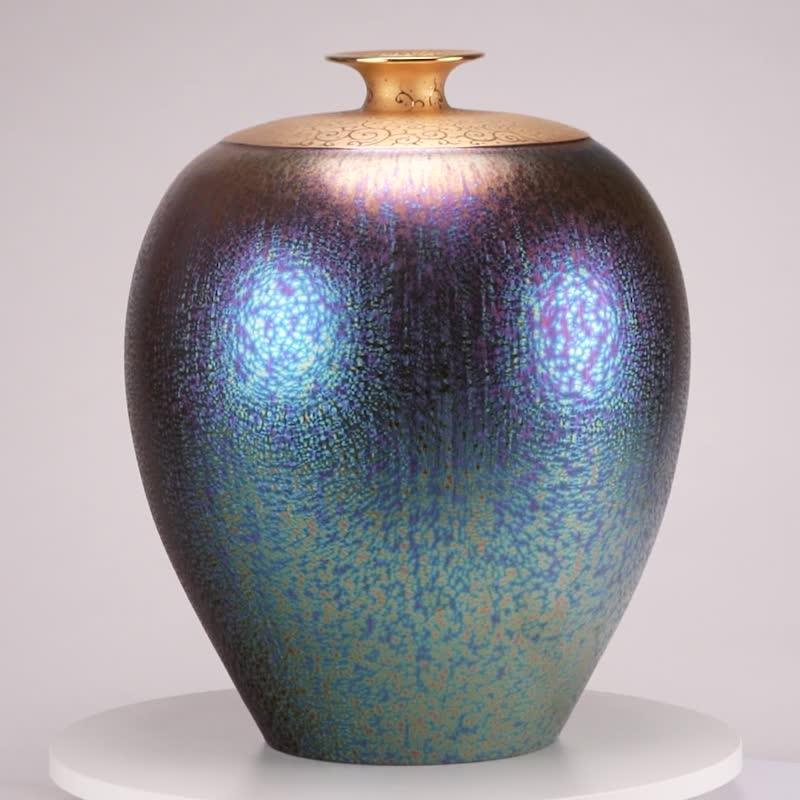 Gilt seven-color glass crystal glaze_Big Beauty Vase-Glorious │Mother's Day Gift Box - เซรามิก - เครื่องลายคราม สีทอง