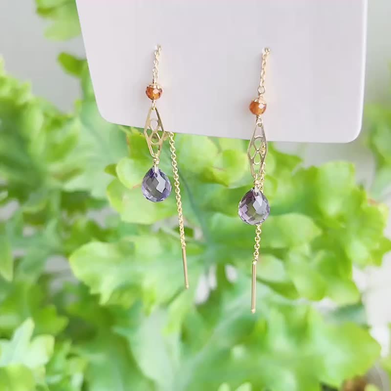 輕珠寶輕珠寶頂級胖紫水晶石耳鍊 人緣提升 招貴人 - 耳環/耳夾 - 水晶 紫色