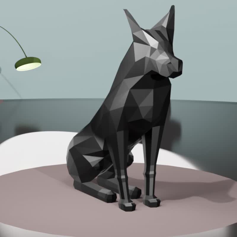Dog LowPoly, Paper Dog, 3d origami, paper craft - 電子似顏繪/繪畫/插畫 - 其他材質 