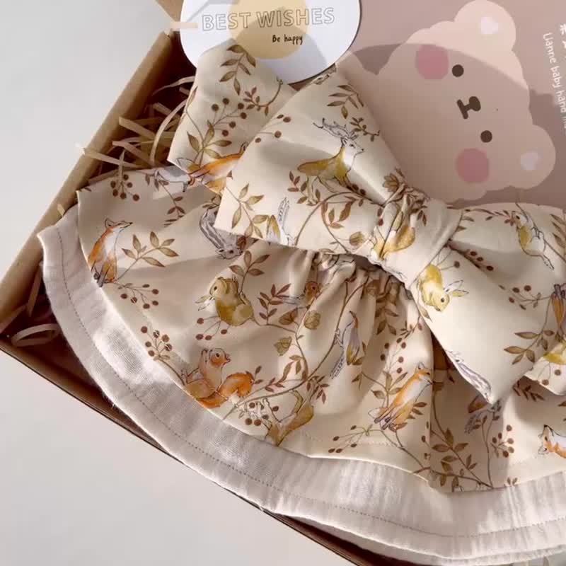 Spot French Fox Manor full-month gift box bib saliva towel headband baby gift full-month gift - Baby Gift Sets - Cotton & Hemp 