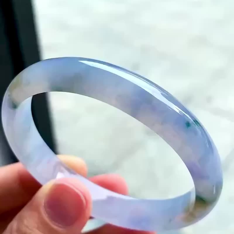 Ice type natural jadeite Burmese A jade bracelet • Ice type violet jadeite concubine bracelet - Bracelets - Jade Purple