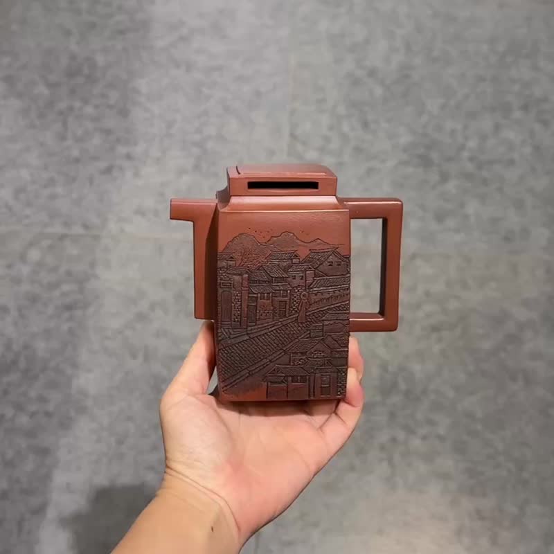 四方徽派 全手工 正高工許學芳作品 容量400cc 紅泥 - 茶壺/茶杯/茶具 - 陶 