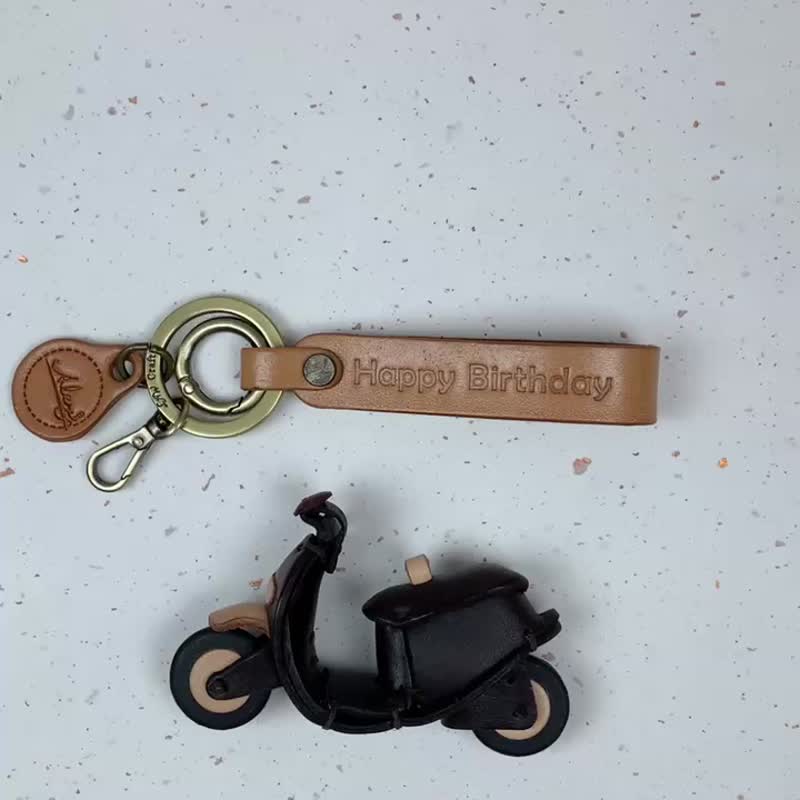 GOGORO2代-復刻造型鑰匙圈(大風鏡+前檔泥板)皮革鑰匙圈吊飾 裝飾 - 鑰匙圈/鑰匙包 - 真皮 黑色