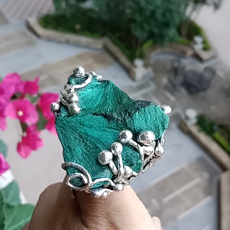 Malachite Mineral Silver Ring - General Rings - Sterling Silver 