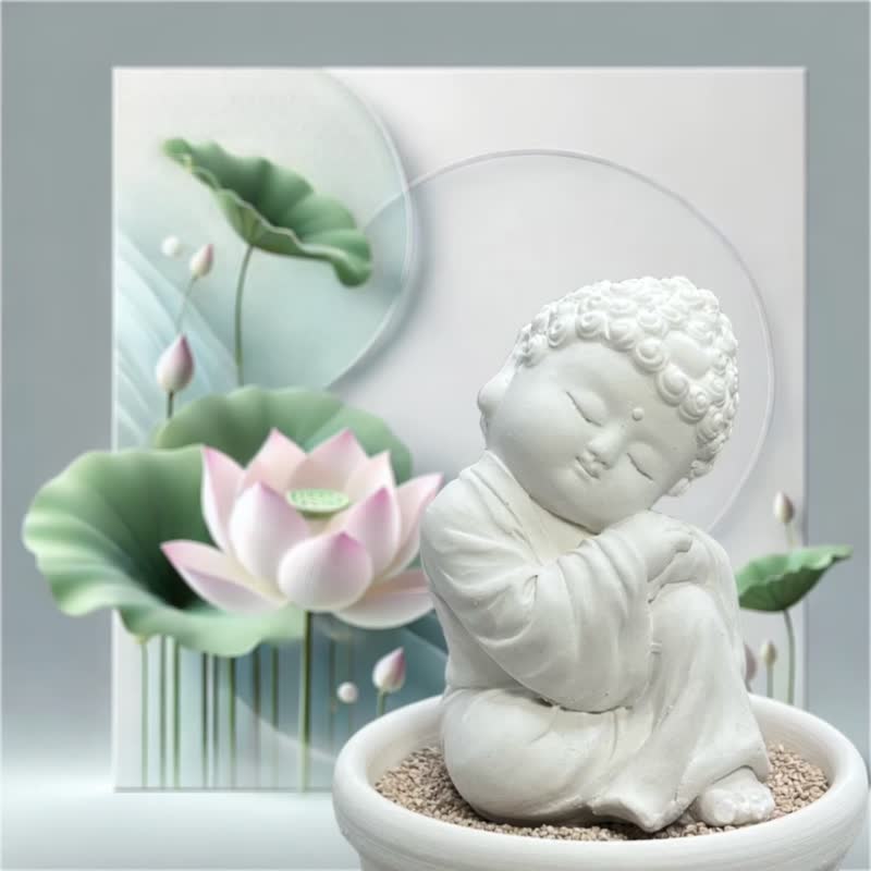 The Great Enlightenment Small Plate Set for Pure Thoughts of Auspicious Buddhas - Fragrances - Cement White