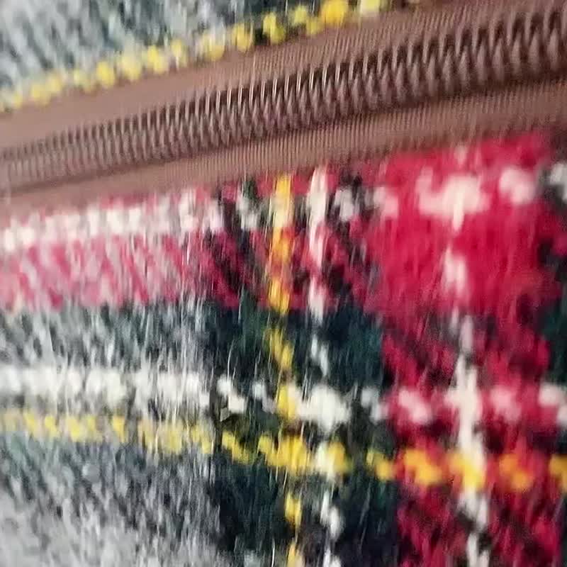 harris tweed粗花呢化妝包便攜大容量小眾立體式手提客製收納包盒 - 化妝包/收納袋 - 羊毛 