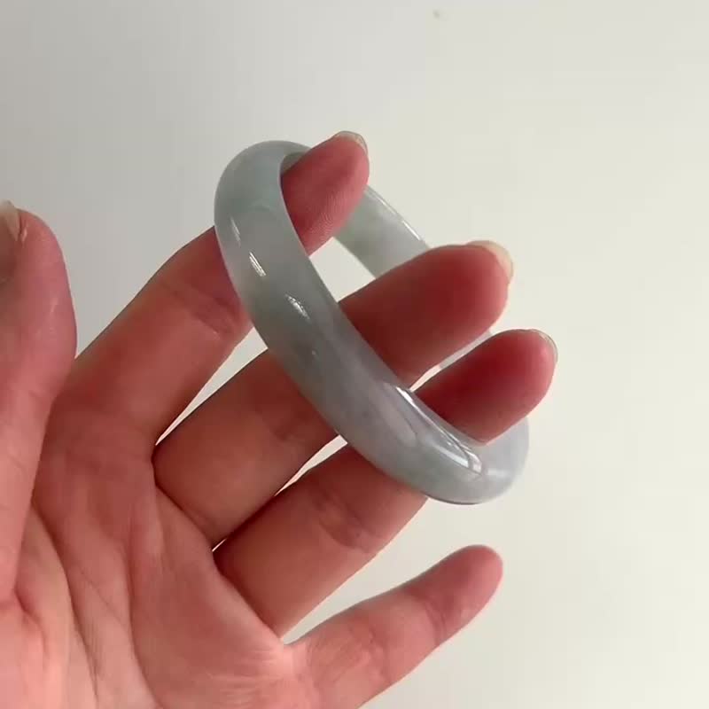 冰種 天然翡翠 緬甸 A玉 玉鐲 • 冰種靛青藍福鐲F - 手鍊/手環 - 石頭 藍色