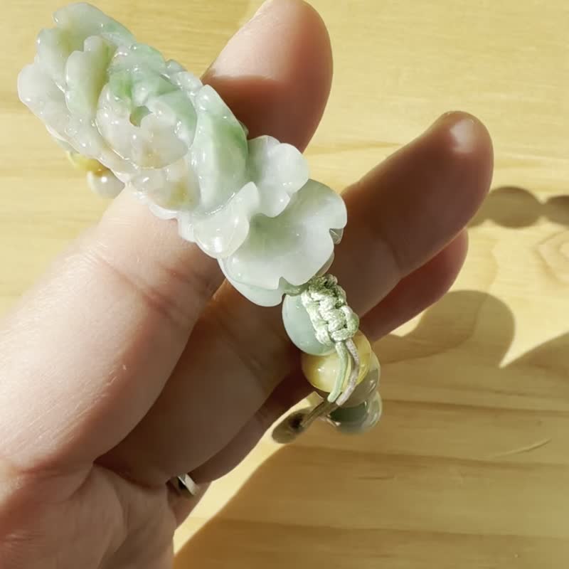 手工翡翠手串 — 羽影花園 - 手鍊/手環 - 玉石 綠色