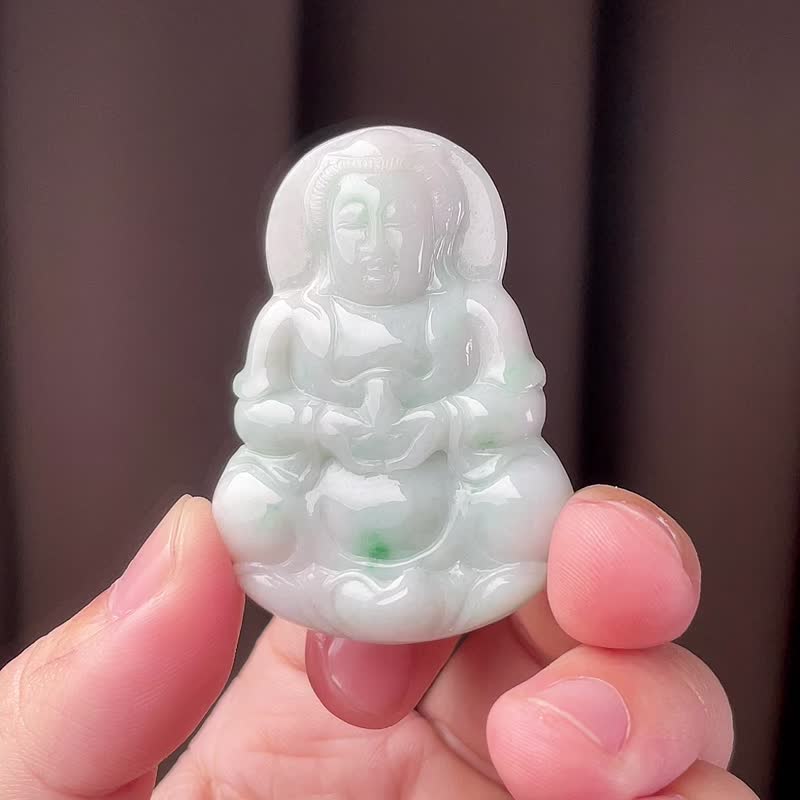 糯飄綠翡翠觀音 | 天然緬甸玉翡翠A貨 - 其他 - 玉石 綠色
