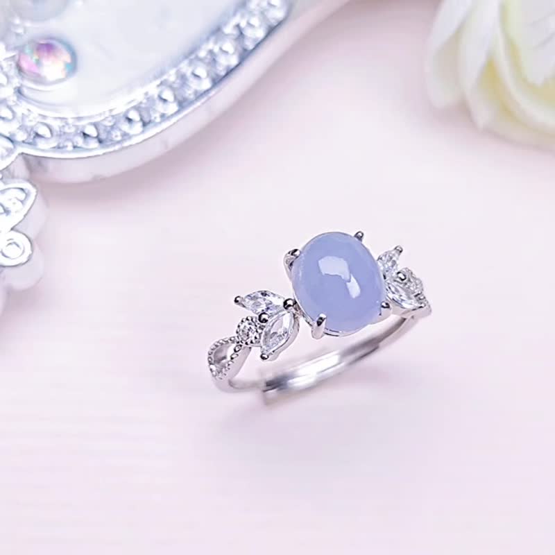 To attract wealth and noble people|Fantasy Fairy Purple|Natural Burmese A-grade jadeite ice purple sterling silver Japanese lace ring - แหวนทั่วไป - หยก 