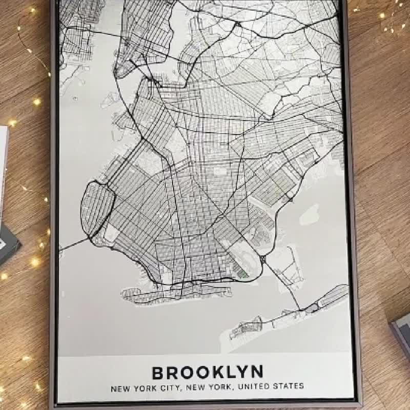 【樣畫】城市地圖 • 布魯克林 - 銀箔款畫布/地圖掛畫/城市掛畫 - 海報/掛畫/掛布 - 棉．麻 灰色