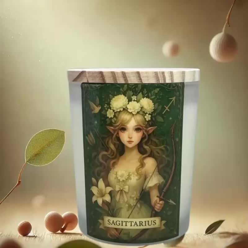 射手座 星座香氛燭杯 充滿冒險精神的質感星座蠟燭 質感星座禮品 - 香氛蠟燭/燭台 - 蠟 白色