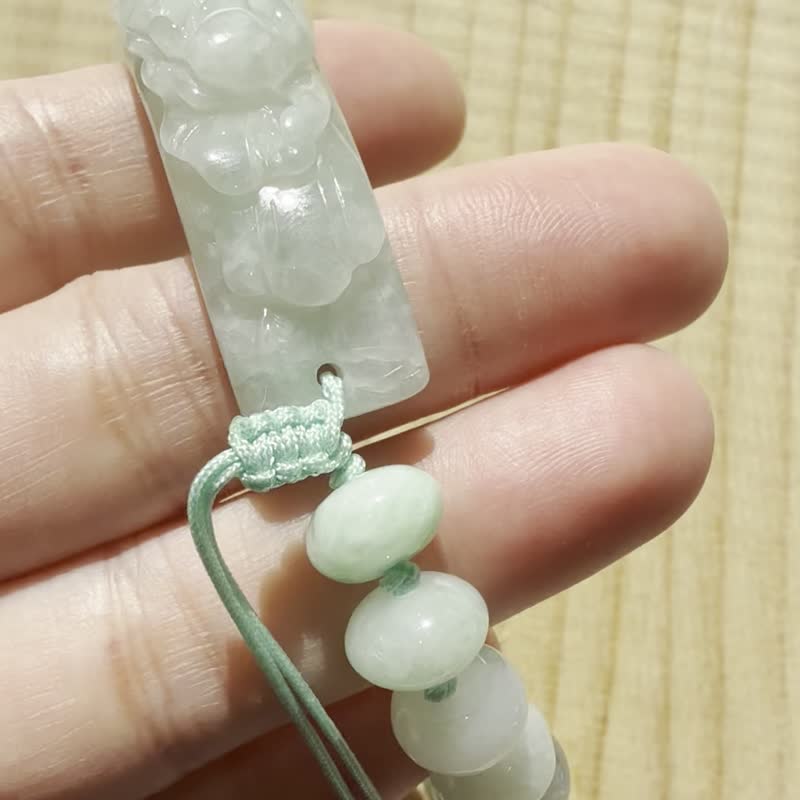 手工編織翡翠手鍊 — 晨翠花影 - 手鍊/手環 - 玉石 綠色