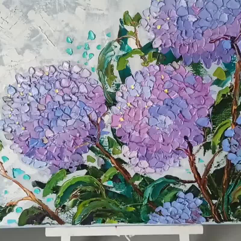 Hydrangea Painting Original Art Flower Oil Painting on Canvas Artwork - Posters - Other Materials Multicolor