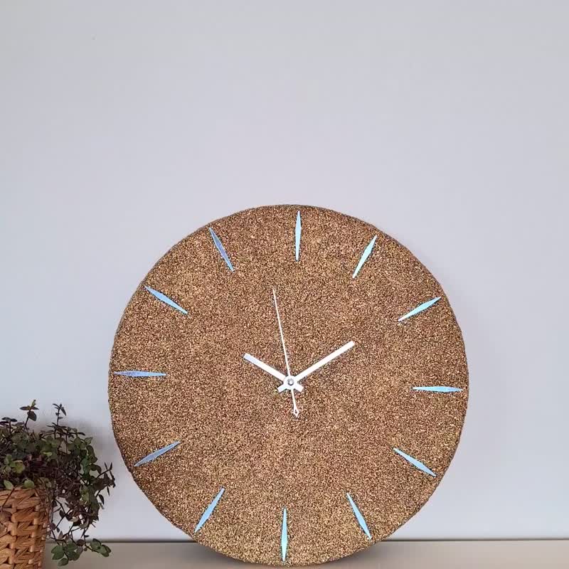 Golden Natural Stone Wall Clock Crystal wall clock with silver dial Silent Clock - 時鐘/鬧鐘 - 其他材質 金色