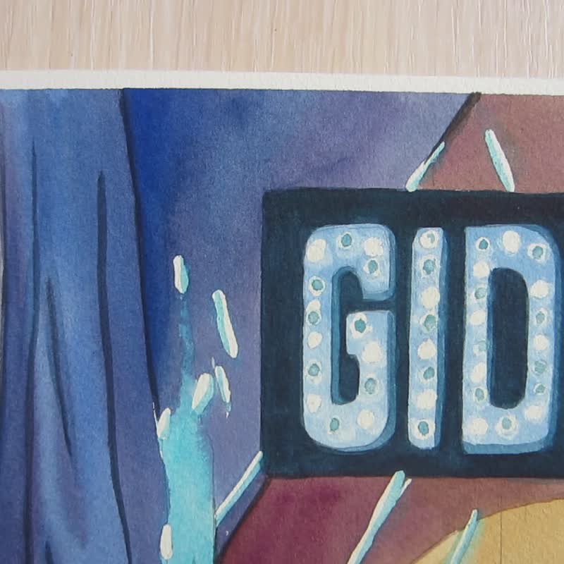 舞台上的原創水彩畫、海報、辦公室裝飾、禮物 - 海報/掛畫 - 紙 藍色