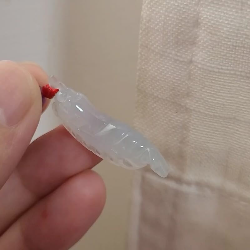 【親翠】天然翡翠 冰透小蝦米可愛項鍊 適合小孩配戴的特殊題材 - 項鍊 - 玉石 白色
