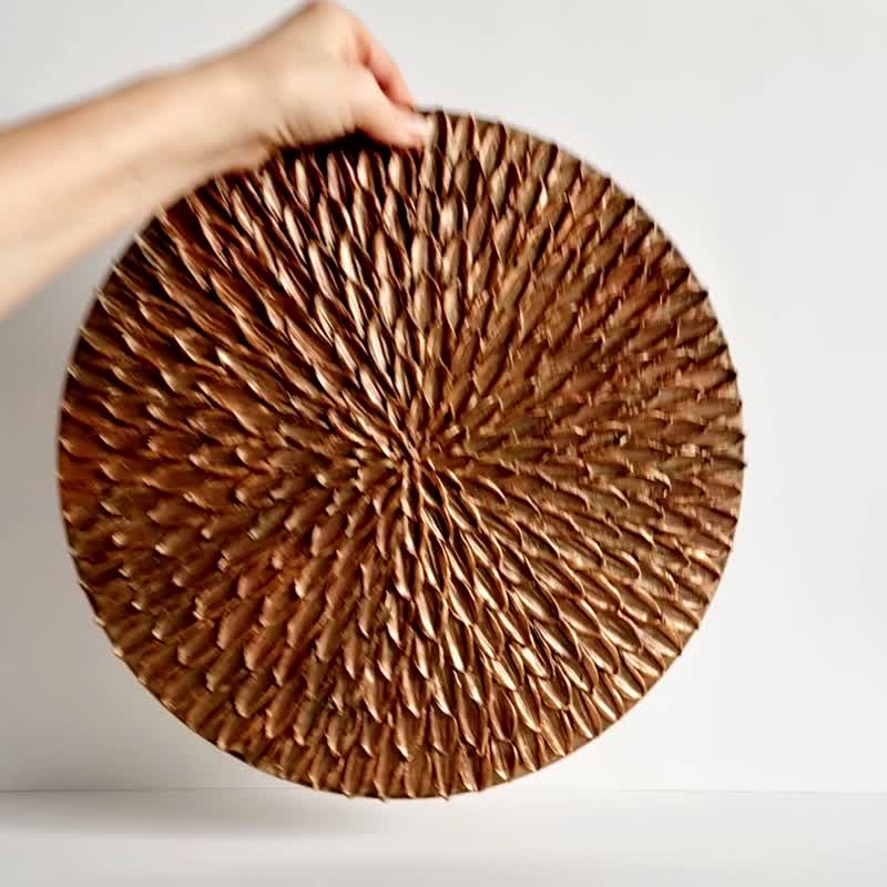 Bronze texture wall art 35 cm, Round wall decor, Abstract artwork, 3D Wall paint - 壁貼/牆壁裝飾 - 其他材質 咖啡色