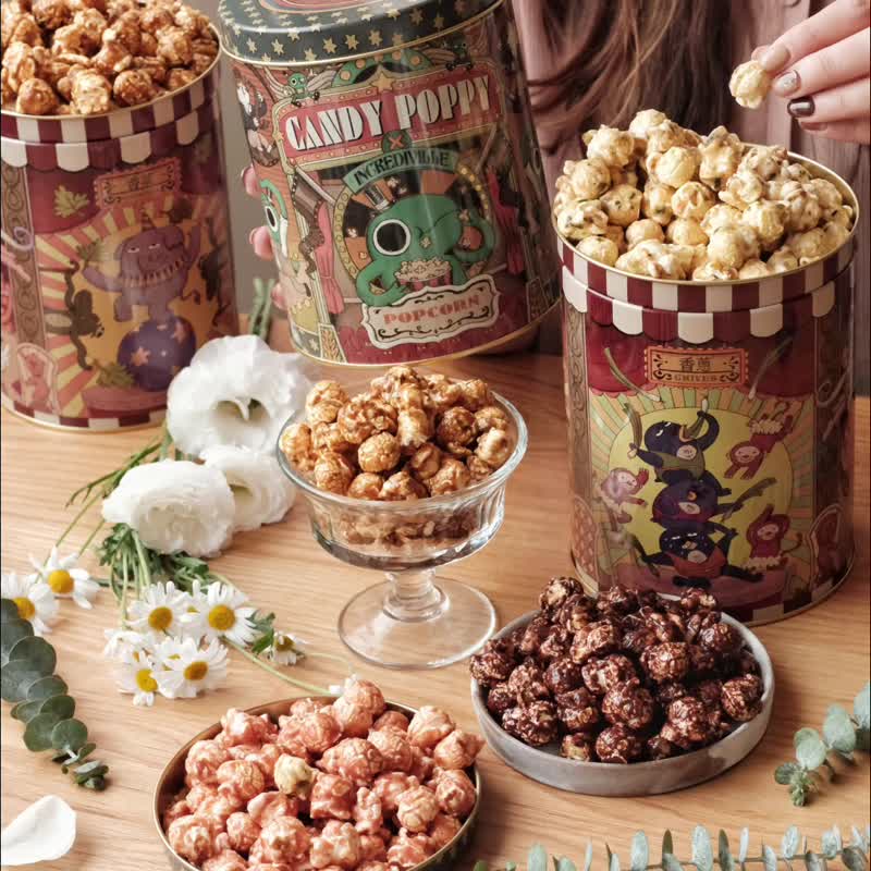 CANDY POPPY x Incrediville Popcorn Tin (Coriander&Scallion Flavor) - Snacks - Other Metals Green