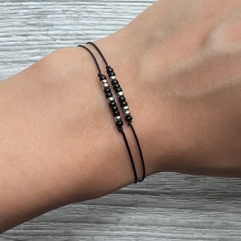 [INTP Logician] MBTI Type 16 personality. Morse code. Strap bracelet. birthday present - Bracelets - Other Materials Black