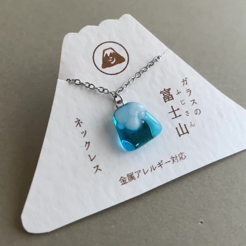 Mount Fuji glass necklace (45cm) - Necklaces - Glass Blue