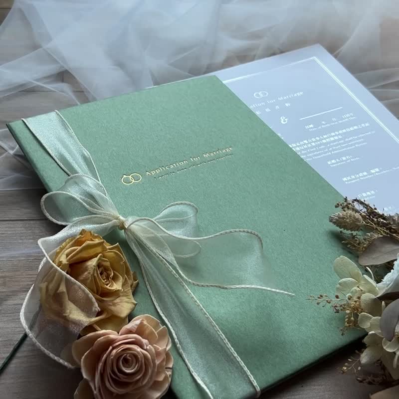 [24h fast delivery]-Marriage book appointment/marriage certificate/book appointment set-eternal-pine green-heterosexual - Marriage Contracts - Paper 