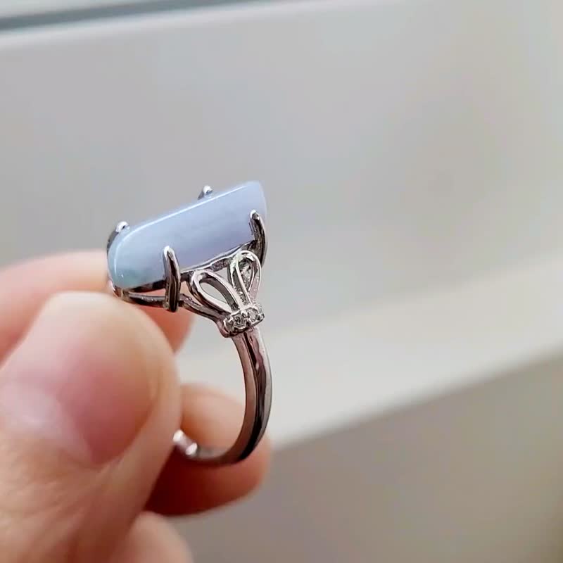 925 Silver Inlaid Bowknot Live Mouth Ring | - แหวนทั่วไป - หยก สีม่วง