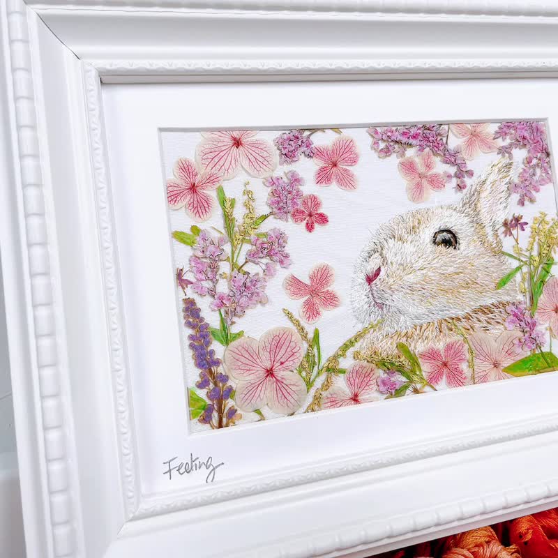 客製寵物刺繡拼押花框畫 - 相框/畫框 - 棉．麻 多色