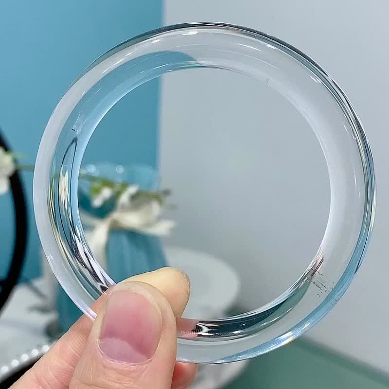 收藏級純天然白水晶手鐲 圈口57.2mm 高冰高透 晶體通透干淨 - 手鍊/手環 - 玉石 