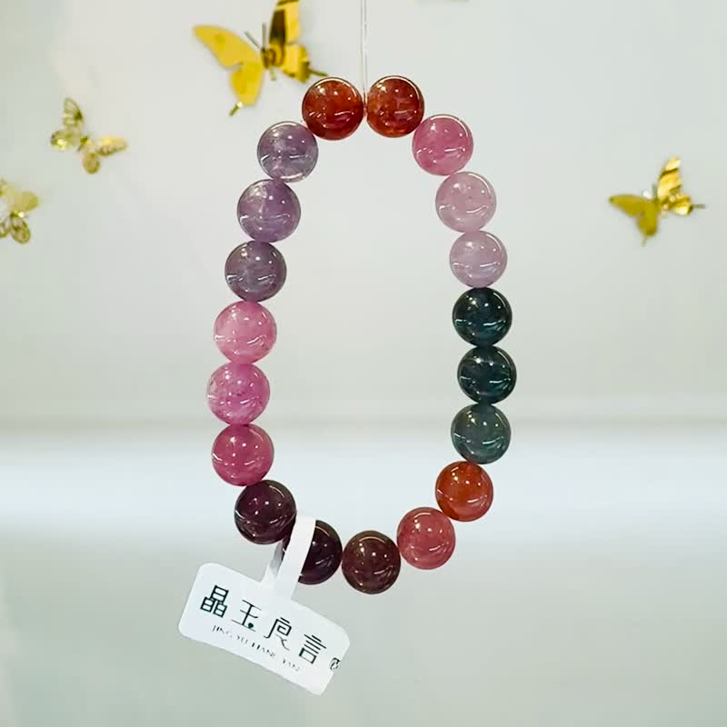 天然小精品濃色彩尖晶石9mm手珠增加溝通能力自信與勇敢寶石 - 手鍊/手環 - 寶石 多色