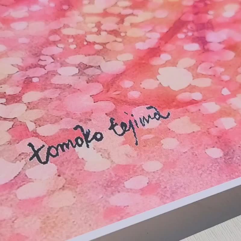 [Cherry blossom shadow] Watercolor Art Print Cherry Blossom Petals Flower lover Carpet Pink Cute Interior - โปสเตอร์ - กระดาษ สึชมพู