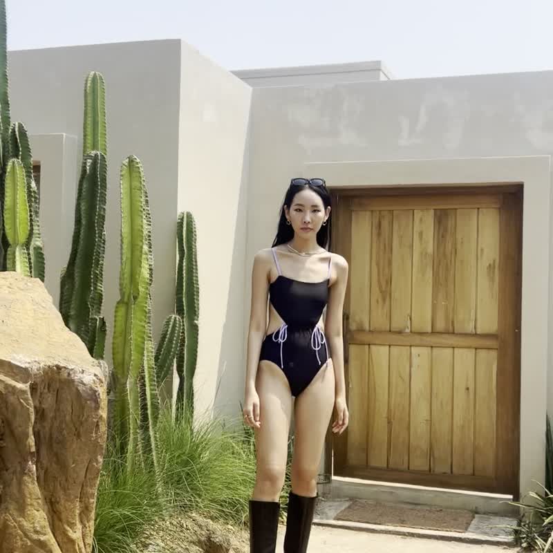 'Katya' in Midnight/Lavender (CREX293) - 女泳衣/比基尼 - 環保材質 黑色