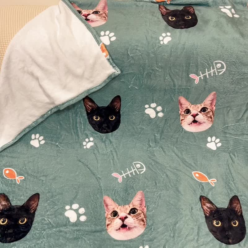 Customized flannel blanket | Furry baby portrait dog cat pet portrait commemorative gift - ผ้าห่ม - วัสดุอื่นๆ 