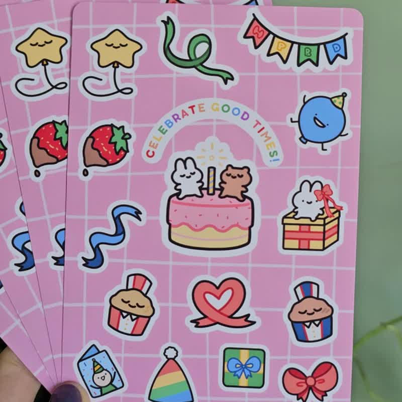 Celebrate Good Times 版畫印刷 - 可愛生日卡片 - 卡片/明信片 - 紙 粉紅色